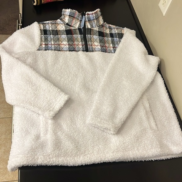 Vera Bradley Teddy Fleece Half-Zip Pullover quilted tartan detail mockneck L - Picture 2 of 12